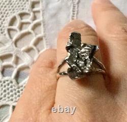 Rare Meteorite Veritable Creator Old Ring, Sterling Silver, A View