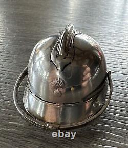 Rare Miniature Antique Solid Silver Adrian Helmet