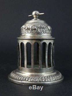 Rare Old Inkwell Cage In Sterling Silver Xixth Animal Decor