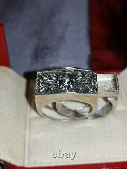Rare Old Ring A Secret Vanite Eyes Sapphire Size 59/60 Silver 925