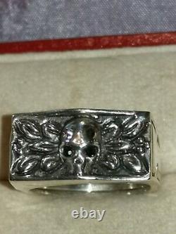 Rare Old Ring A Secret Vanite Eyes Sapphire Size 59/60 Silver 925