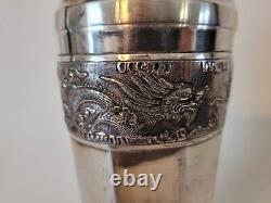 Rare Old Shaker In Solid Silver Dragon Decoration Origin China Vietnam