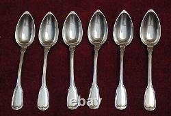 Rare Old Very Pretty 6 Spoon Moka Solid Silver Minerva Controlled 81.56 Gram