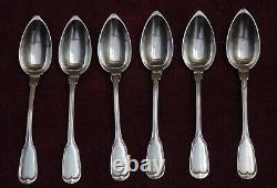 Rare Old Very Pretty 6 Spoon Moka Solid Silver Minerva Controlled 81.56 Gram