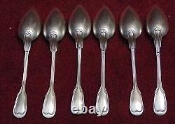 Rare Old Very Pretty 6 Spoon Moka Solid Silver Minerva Controlled 81.56 Gram