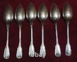 Rare Old Very Pretty 6 Spoon Moka Solid Silver Minerva Controlled 81.56 Gram