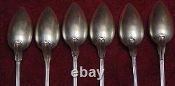 Rare Old Very Pretty 6 Spoon Moka Solid Silver Minerva Controlled 81.56 Gram