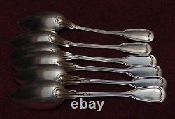 Rare Old Very Pretty 6 Spoon Moka Solid Silver Minerva Controlled 81.56 Gram