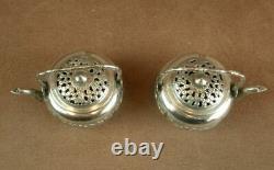 Rare Pair Of Ancient Salerons Silver Massive Shape Theiere China Indochina