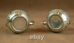 Rare Pair Of Ancient Salerons Silver Massive Shape Theiere China Indochina