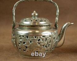 Rare Pair of Antique Solid Silver Salt Cellars in the Shape of a Teapot China Indochina