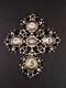 Rare Very Large Cross Norman Antique Solid Silver And Rhinestone Xix