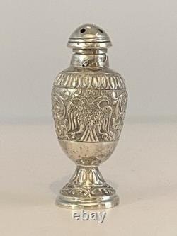 Rare and very old solid silver salt shaker with a double-headed eagle