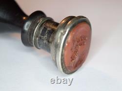 Rare antique silver seal stamp, carnelian intaglio and blackened wood