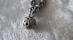 Rare antique solid silver charm necklace, 19th century Napoleon III