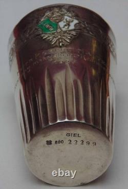 Rare magnificent antique solid silver tumbler GIEL very fine detail 50.55 grams