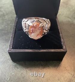 Real Cameo, Solid Carved Silver, Large Beautiful Antique Ring