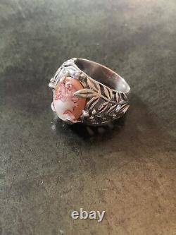 Real Cameo, Solid Carved Silver, Large Beautiful Antique Ring