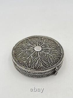 Ref 392 Antique Russian Silver Boite Poudrier Argent Massif Russe Ancien