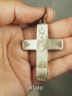 Regional Reliquary Cross, Antique 18th Century Solid Silver, Brittany Antique Silver Cross