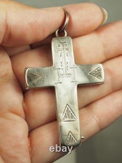 Regional Reliquary Cross, Antique 18th Century Solid Silver, Brittany Antique Silver Cross