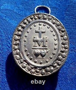 Reliquary Old Pendant In Silver Massive St Vincent De Paul 1830