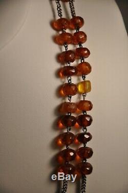 Rosary Old Amber Sterling Silver Antique Solid Silver Amber Rosary XIX