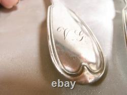 SOLID SILVER WITH ROOSTER 539 gr ANTIQUE 6 PLACE SETTINGS SPOON FORK EDGE FILET