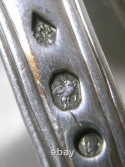 SOLID SILVER WITH ROOSTER 539 gr ANTIQUE 6 PLACE SETTINGS SPOON FORK EDGE FILET