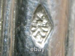 SOLID SILVER WITH ROOSTER 539 gr ANTIQUE 6 PLACE SETTINGS SPOON FORK EDGE FILET