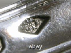 SOLID SILVER WITH ROOSTER 539 gr ANTIQUE 6 PLACE SETTINGS SPOON FORK EDGE FILET