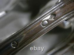 SOLID SILVER WITH ROOSTER 539 gr ANTIQUE 6 PLACE SETTINGS SPOON FORK EDGE FILET