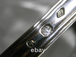 SOLID SILVER WITH ROOSTER 539 gr ANTIQUE 6 PLACE SETTINGS SPOON FORK EDGE FILET