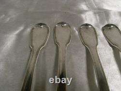 SOLID SILVER WITH ROOSTER 539 gr ANTIQUE 6 PLACE SETTINGS SPOON FORK EDGE FILET