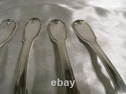 SOLID SILVER WITH ROOSTER 539 gr ANTIQUE 6 PLACE SETTINGS SPOON FORK EDGE FILET