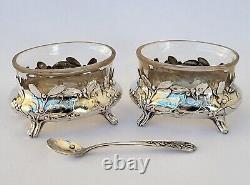 SUPERB antique pair of salt cellars in solid silver Art Nouveau Charles Murat