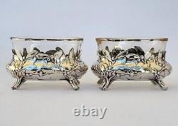 SUPERB antique pair of salt cellars in solid silver Art Nouveau Charles Murat