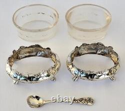 SUPERB antique pair of salt cellars in solid silver Art Nouveau Charles Murat