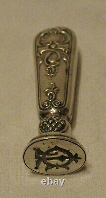 Sceau Cachet Argent Ancien & Porte Plume 19th Century Antique French Silver Seal