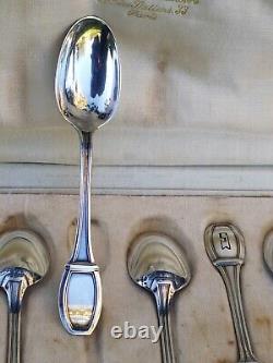 Series of 12 Solid Silver Mocha Spoons Minerva Punch Old Silversmith SF