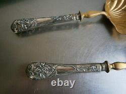 Service Fruit Strawberry Silverware Art Nouveau Ancien Decor 1900 Orfevrerie