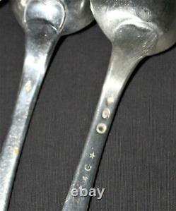 Set Of 9 Cutlery Old Solid Silver Minerva And Cock 1400 Gr Approximately