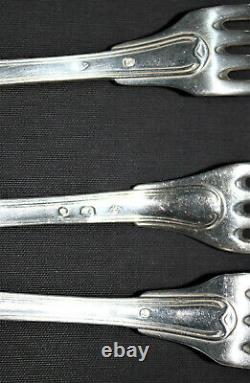 Set Of 9 Cutlery Old Solid Silver Minerva And Cock 1400 Gr Approximately