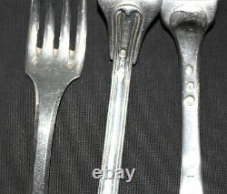 Set Of 9 Cutlery Old Solid Silver Minerva And Cock 1400 Gr Approximately