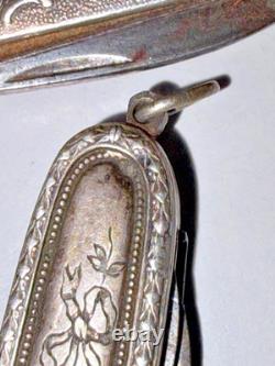 Set of 3 Antique Solid Silver Folding Pocket Knives – Floral Decoration, 83.84 g