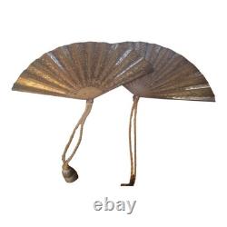 Set of 3 antique miniature fans in 800 silver, Japanese-style