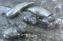 Set of Zoomorphic Pill Boxes Ancient Asia Solid Silver Hallmarked