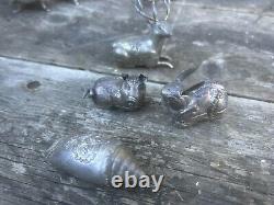 Set of Zoomorphic Pill Boxes Ancient Asia Solid Silver Hallmarked