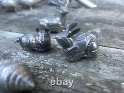 Set of Zoomorphic Pill Boxes Ancient Asia Solid Silver Hallmarked