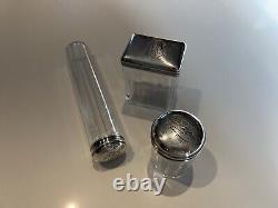 Set of antique crystal toilet and solid silver Minerve caps